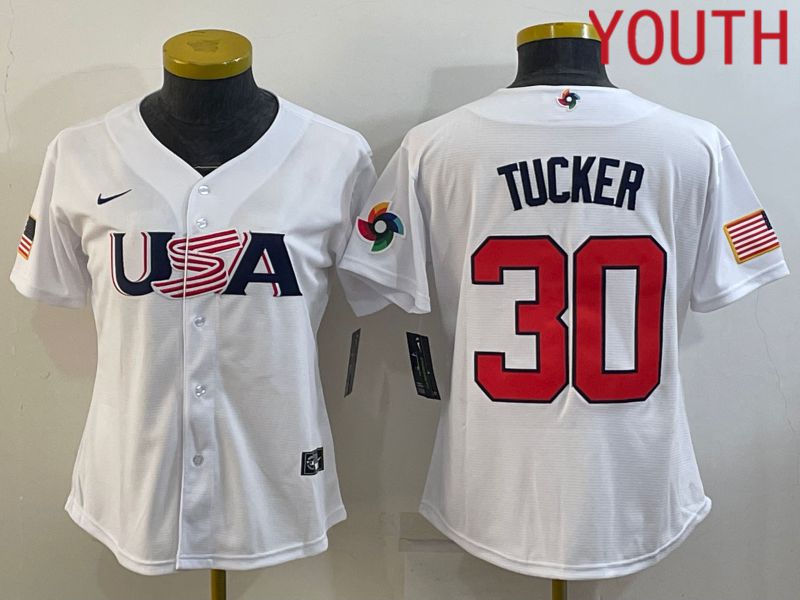 Youth 2023 World Cub USA #30 Tucker White MLB Jersey7->youth mlb jersey->Youth Jersey